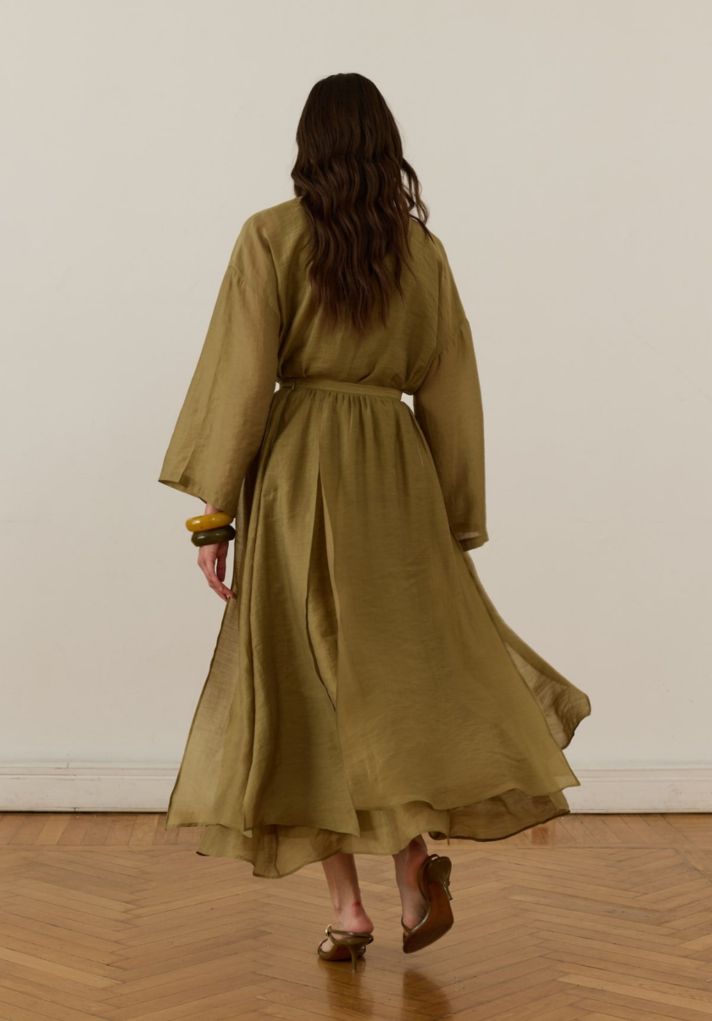 Galia Asymmetric Panel Skirt Set Olive