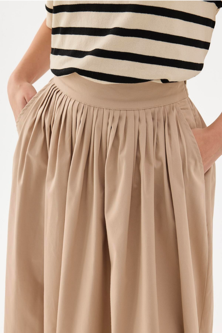 Beige Fever Pleated Skirt