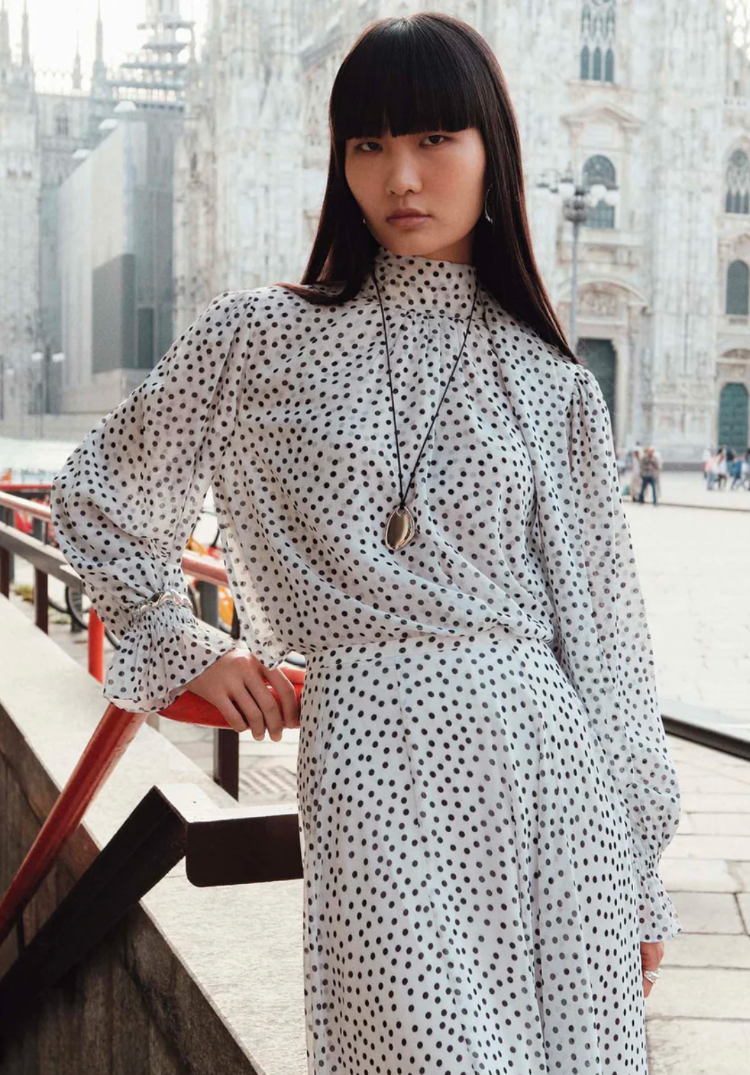 Polka Dot Chiffon Blouse