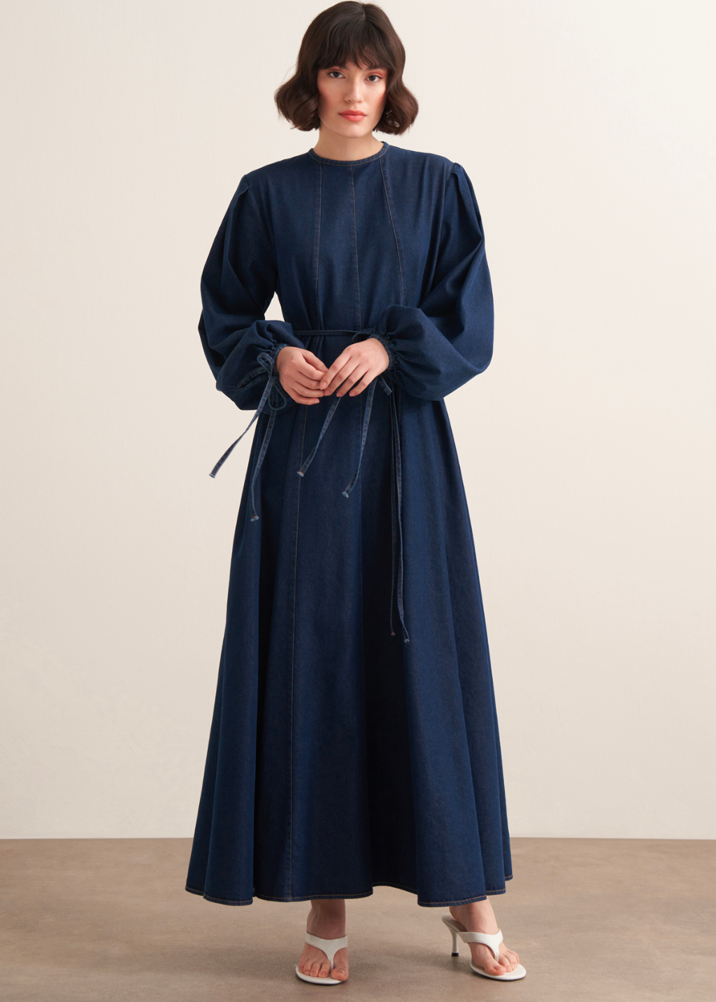 Rana Panel Seam Denim Dress – Navy