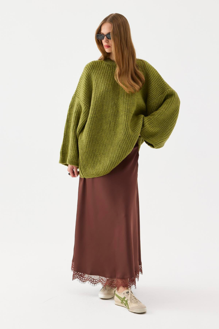 Amara Satin Skirt Brown