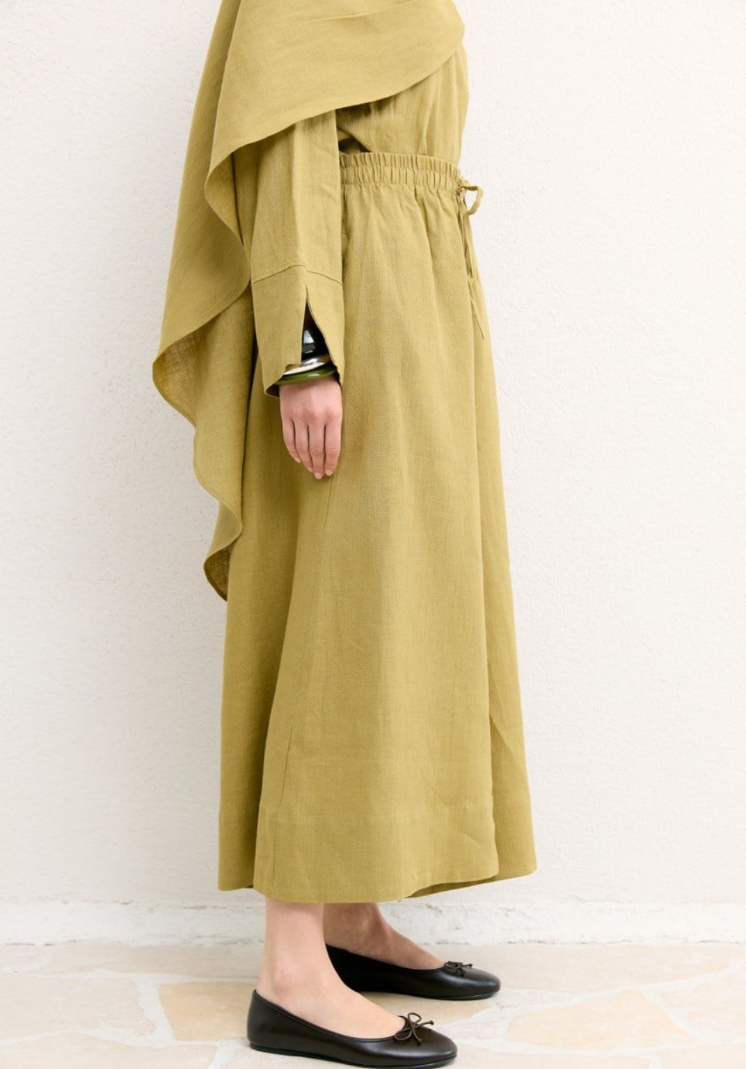 Hala Wide Leg Organic Linen Trousers – Olive