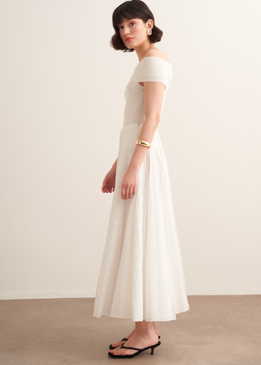 Embroidered Voile Maxi Skirt