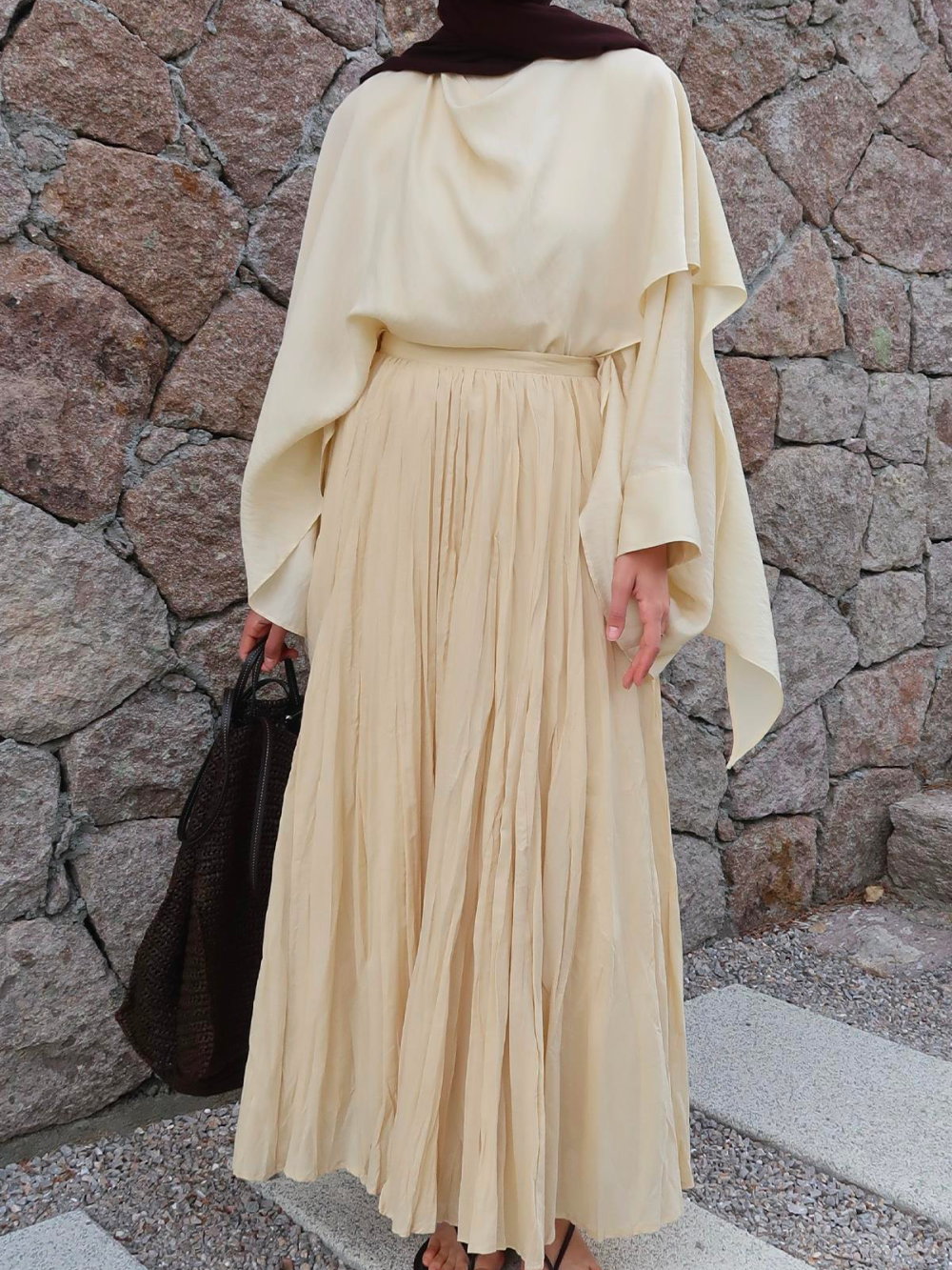 Defna Crush Pleated Skirt Yellow