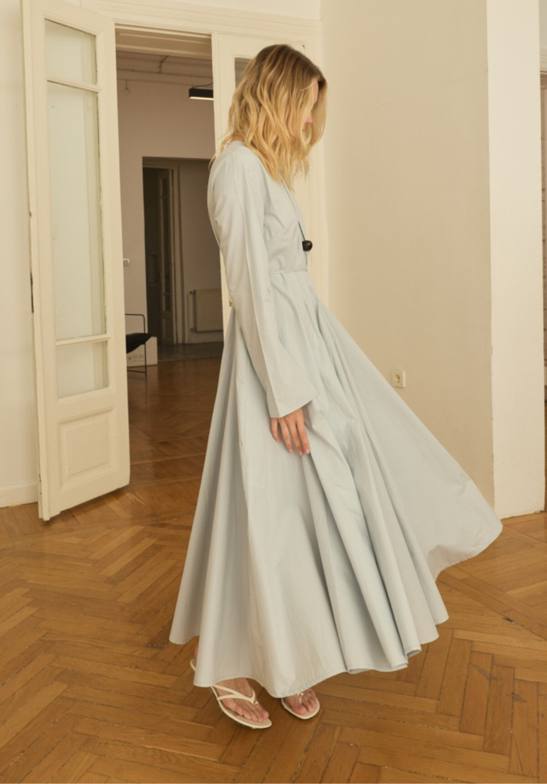 Soft Blue Fit-and-Flare Dress