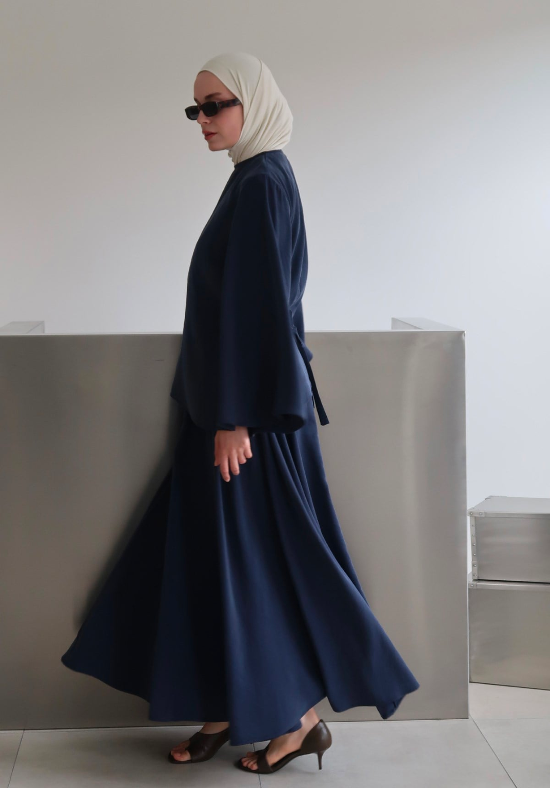 Dima Tie Detail Navy Skirt Co-Ord