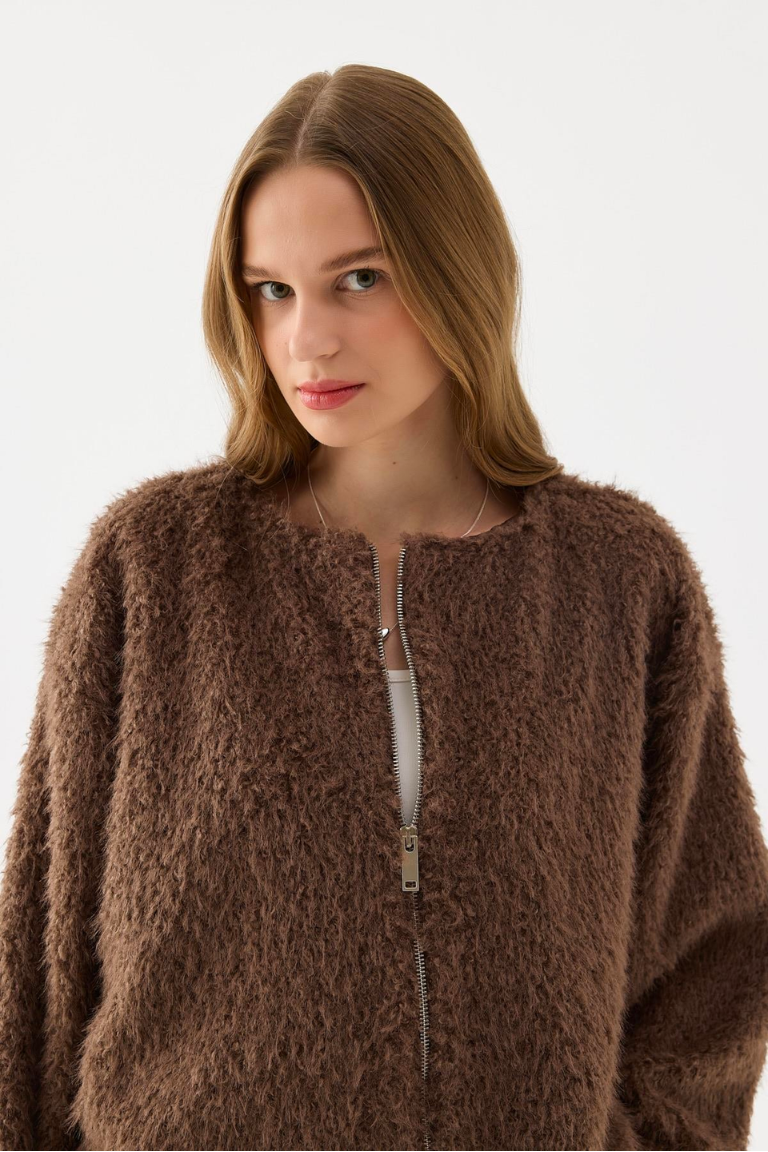 Gigi Faux Fur Jacket - Brown