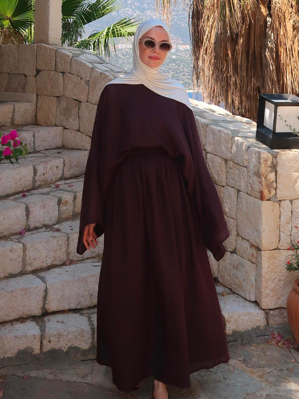 Lila Rami Skirt Co-Ord Deep Burgundy