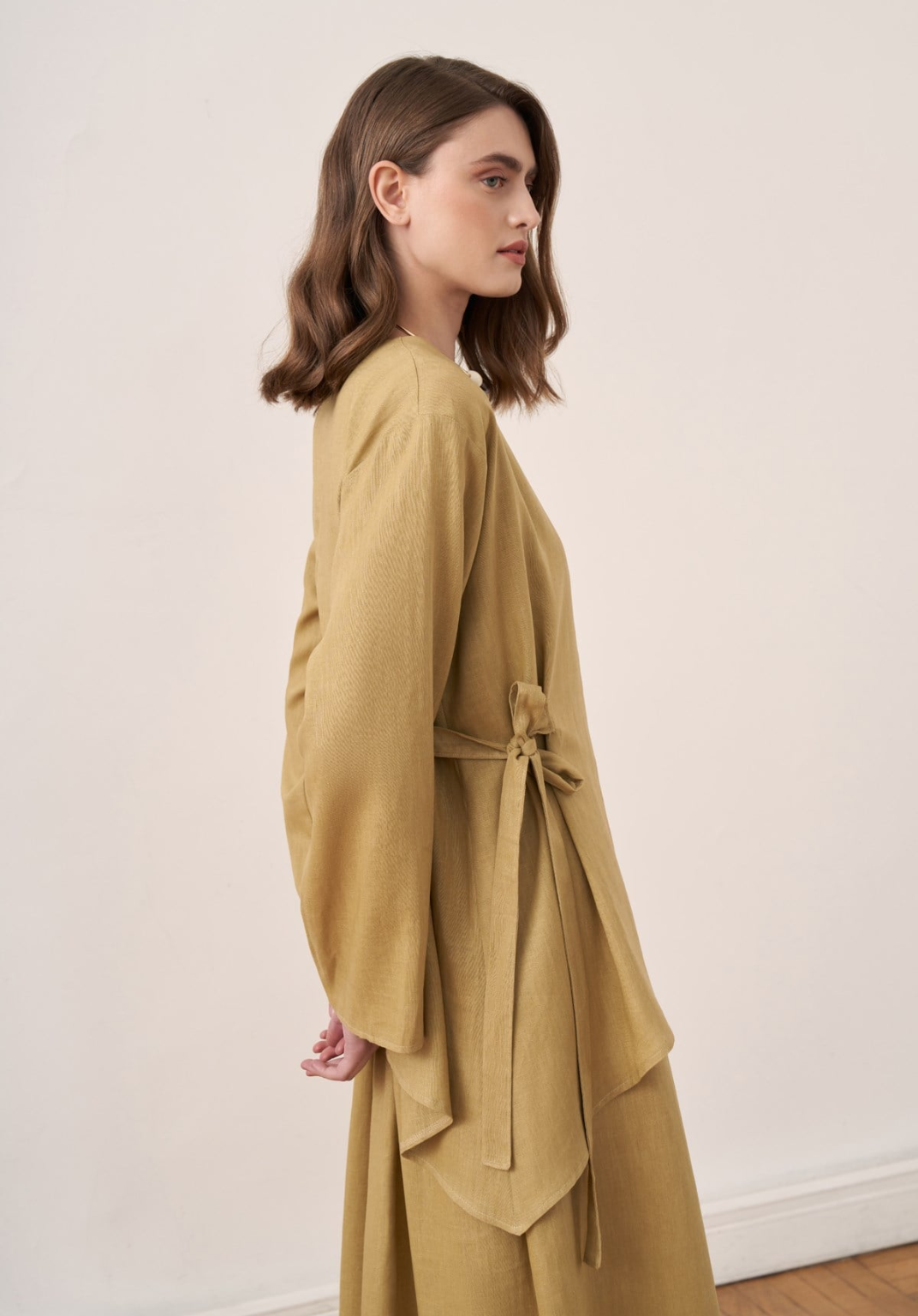 Freya Linen Two-Piece Dress Co-Ord - Olive