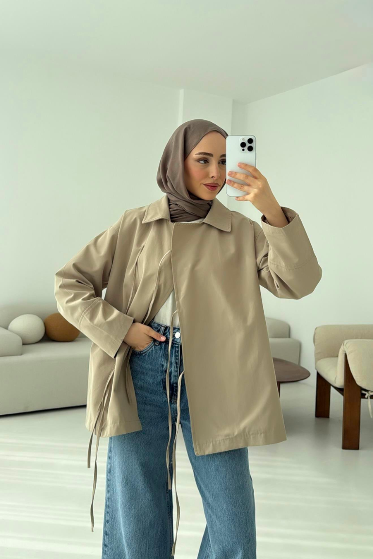 Bow Tie Trench Coat – Mink