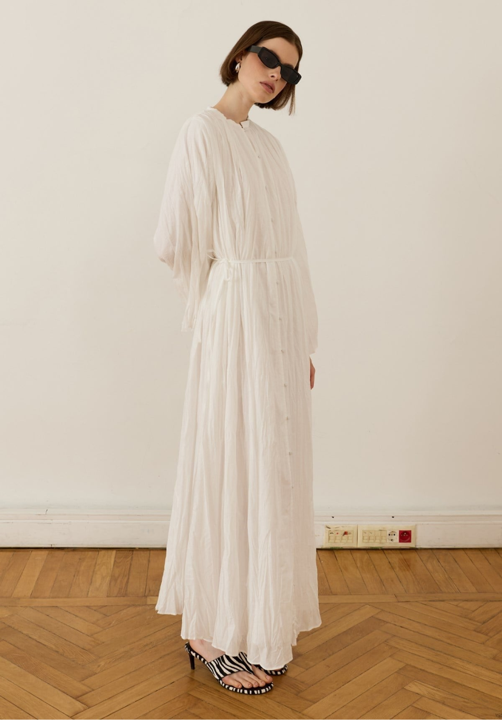 Nima Crush Voile Dress White
