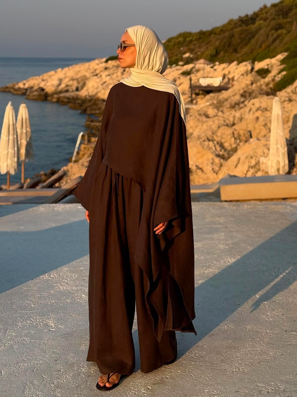 Asymmetrical Cape Top Brown