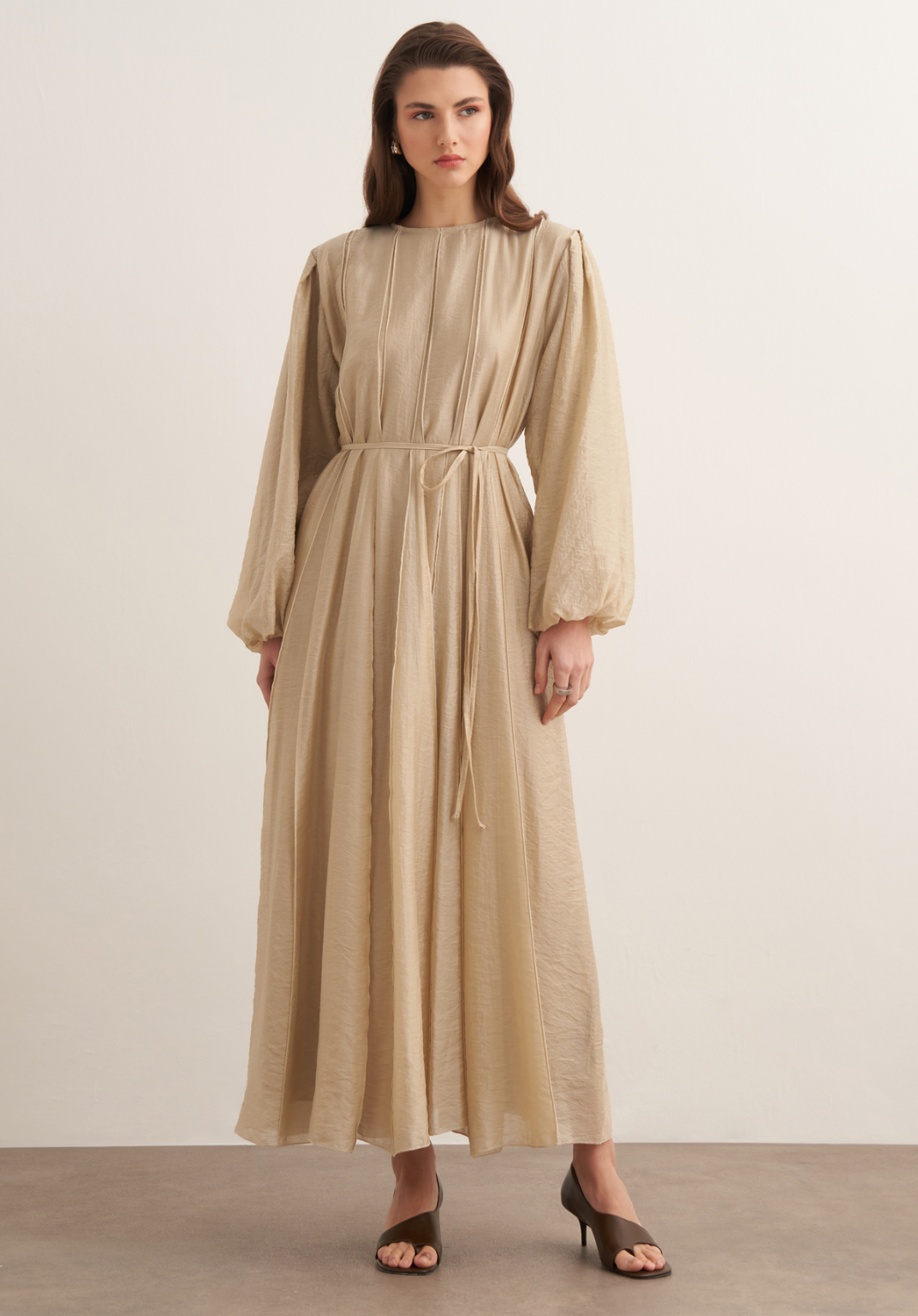 Maria Pintuck Detail Maxi Dress - Butter