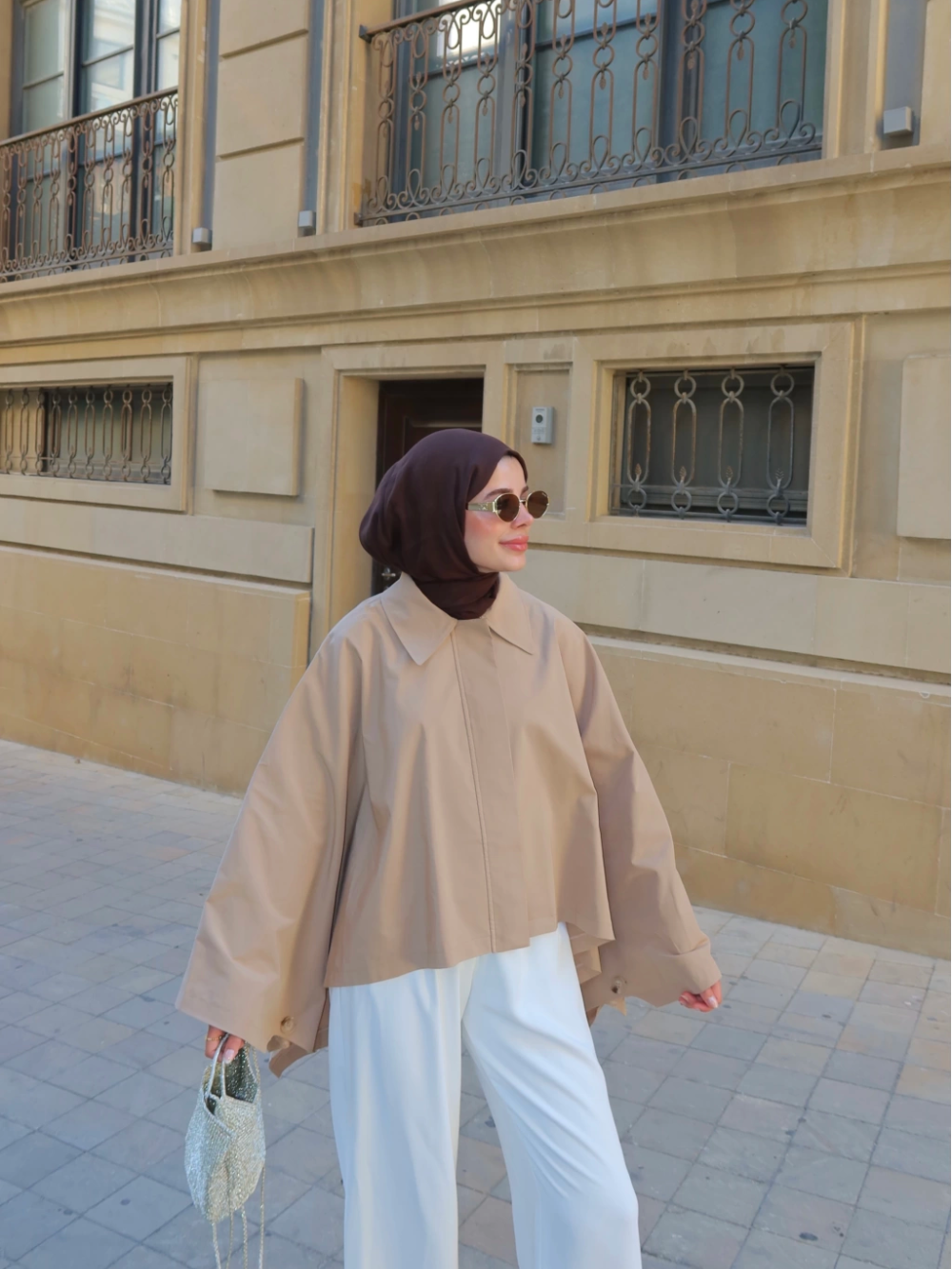 Cape Trench Coat Beige
