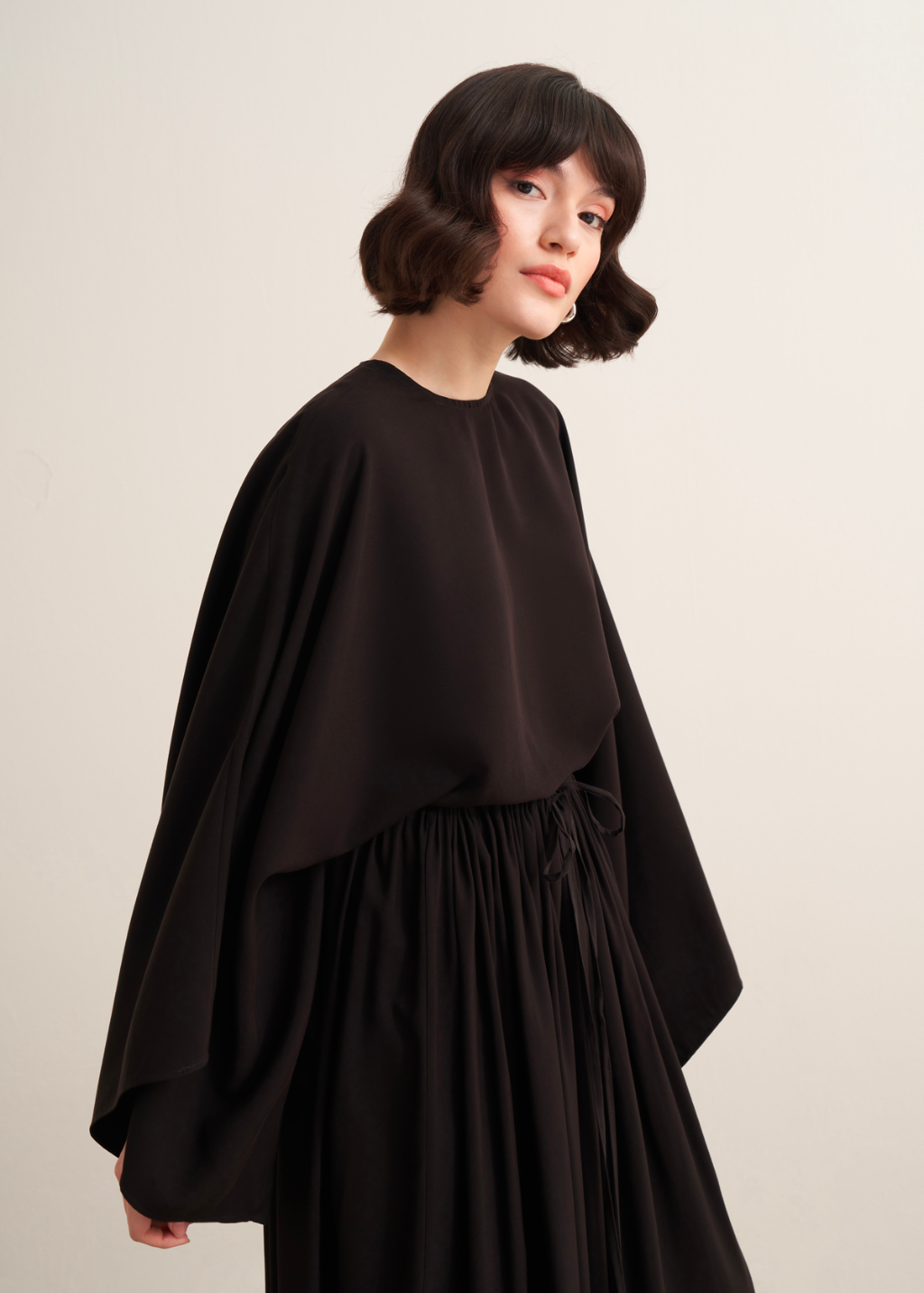 Nur Gathered Skirt Co-Ord - Black