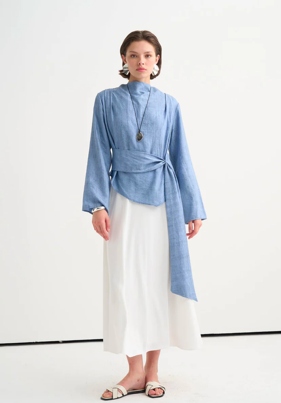 Ece Crush Effect Blouse Blue