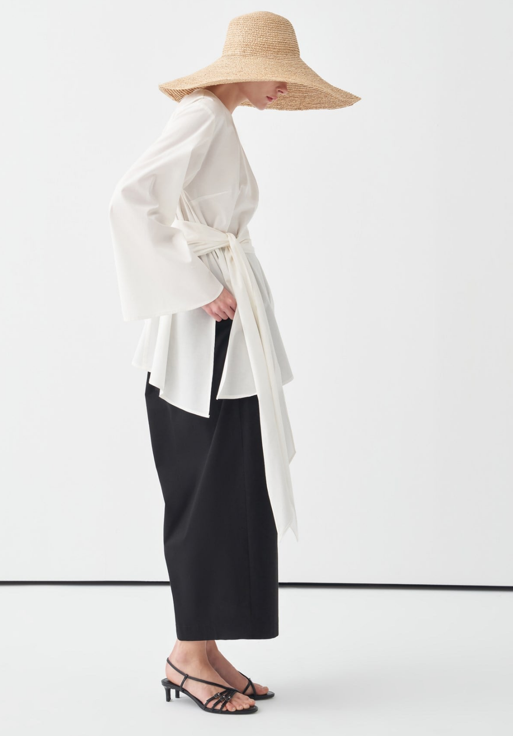 Farha Belted Poplin Blouse White