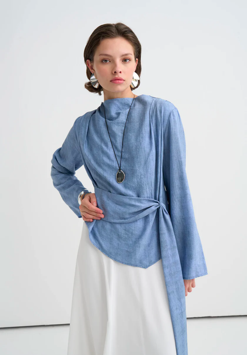 Ece Crush Effect Blouse Blue