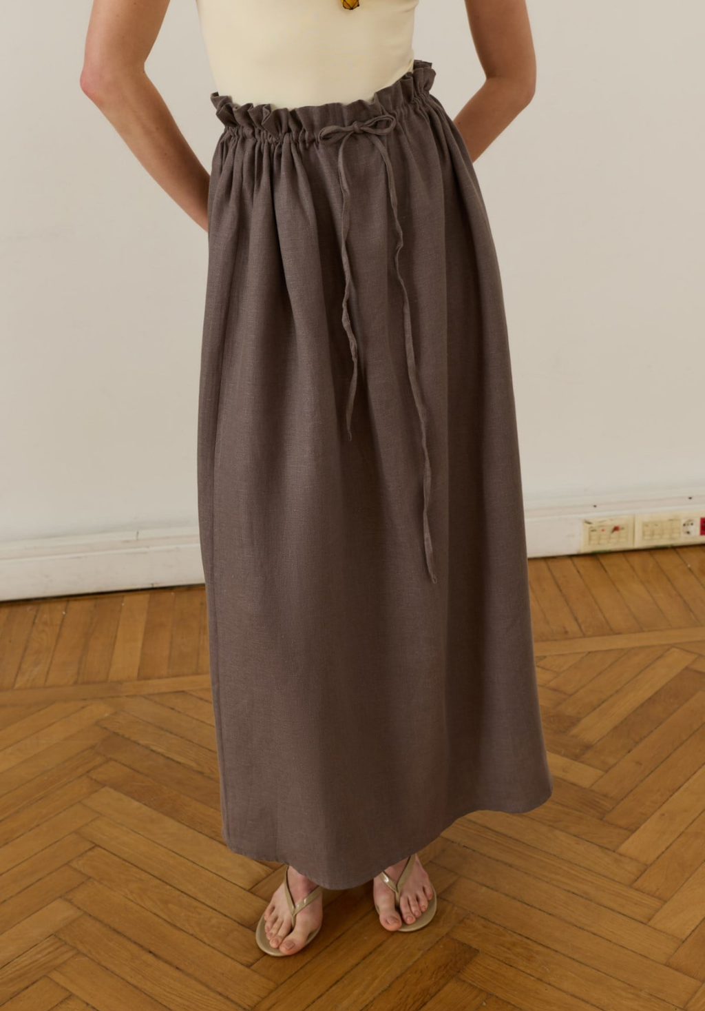 Nil Linen Maxi Skirt Anthracite