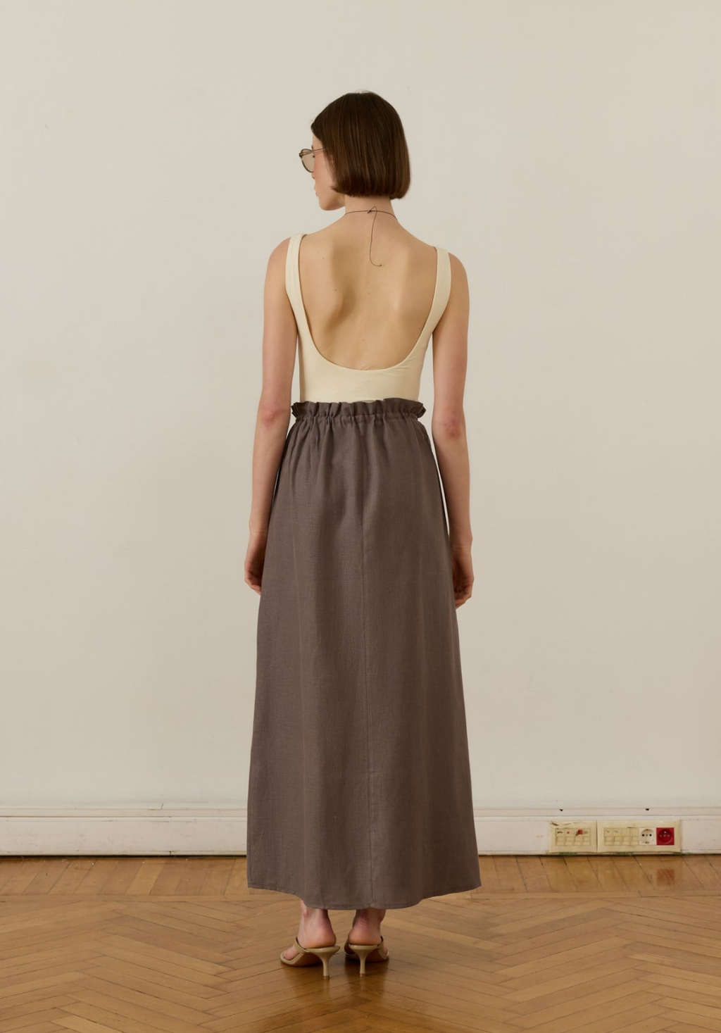 Nil Linen Maxi Skirt Anthracite