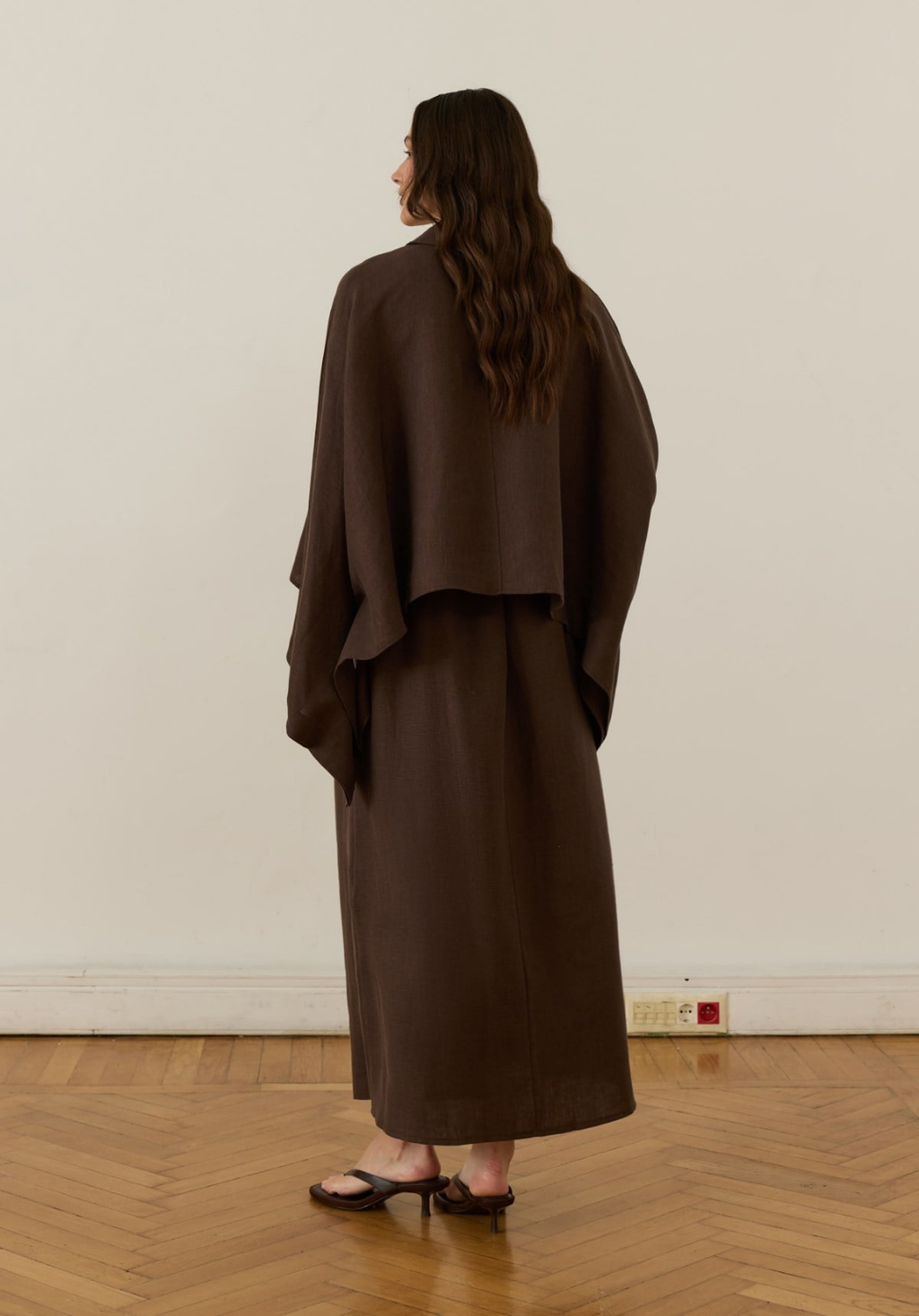 Nil Linen Maxi Skirt Brown
