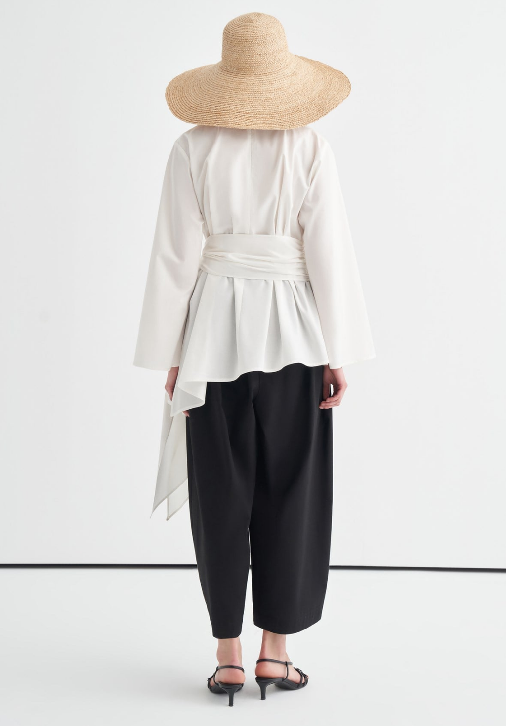 Farha Belted Poplin Blouse White