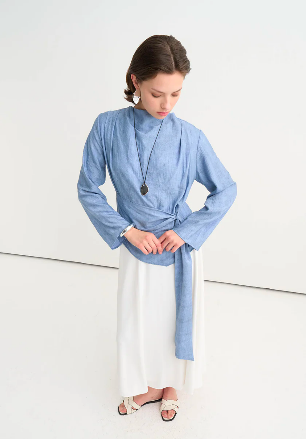 Ece Crush Effect Blouse Blue