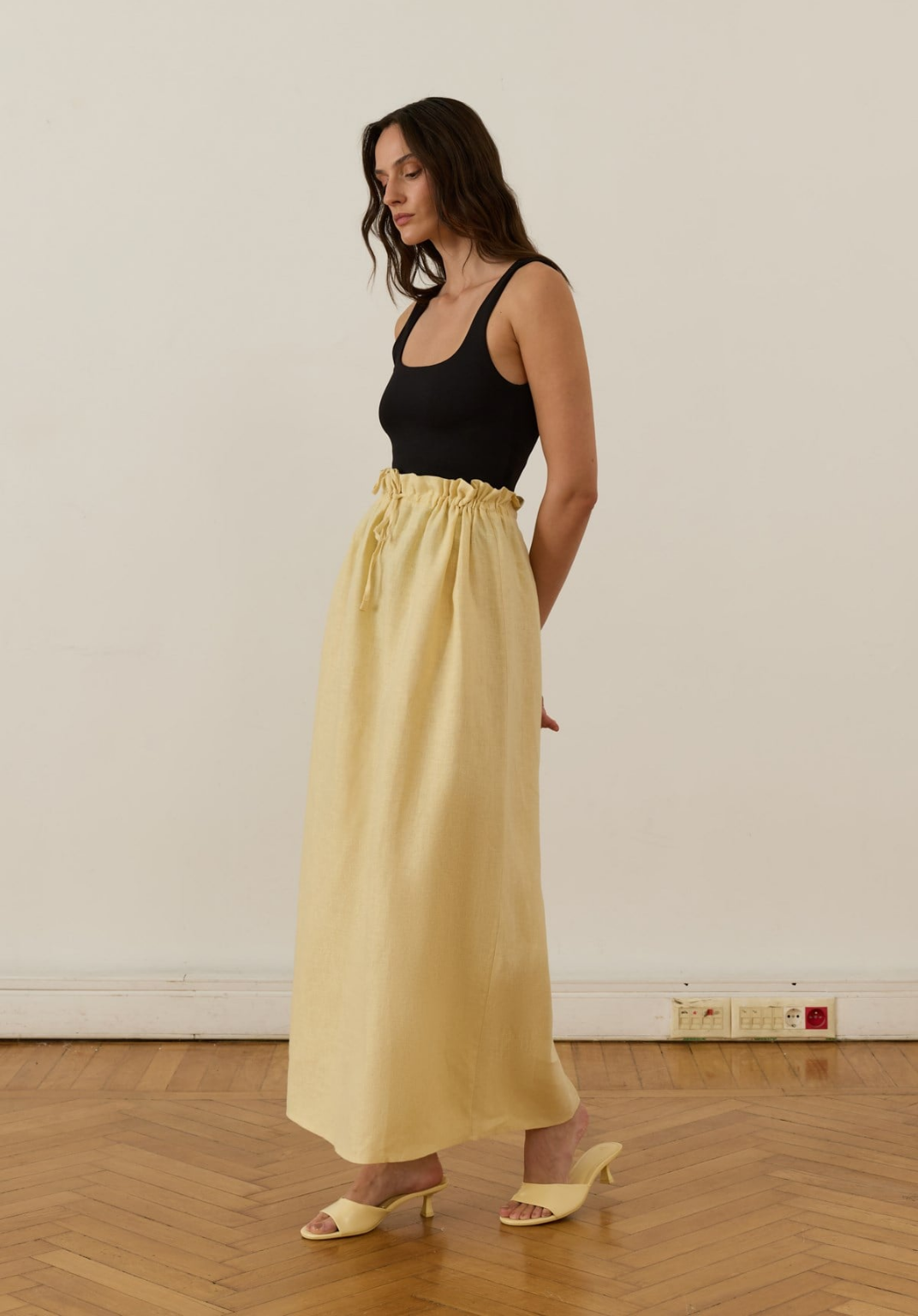 Nil Linen Maxi Skirt Yellow