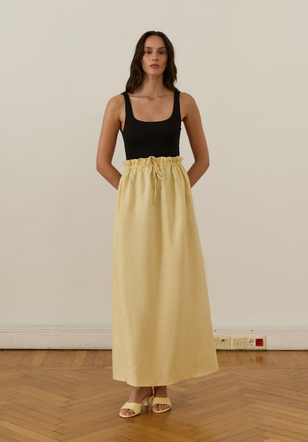 Nil Linen Maxi Skirt Yellow