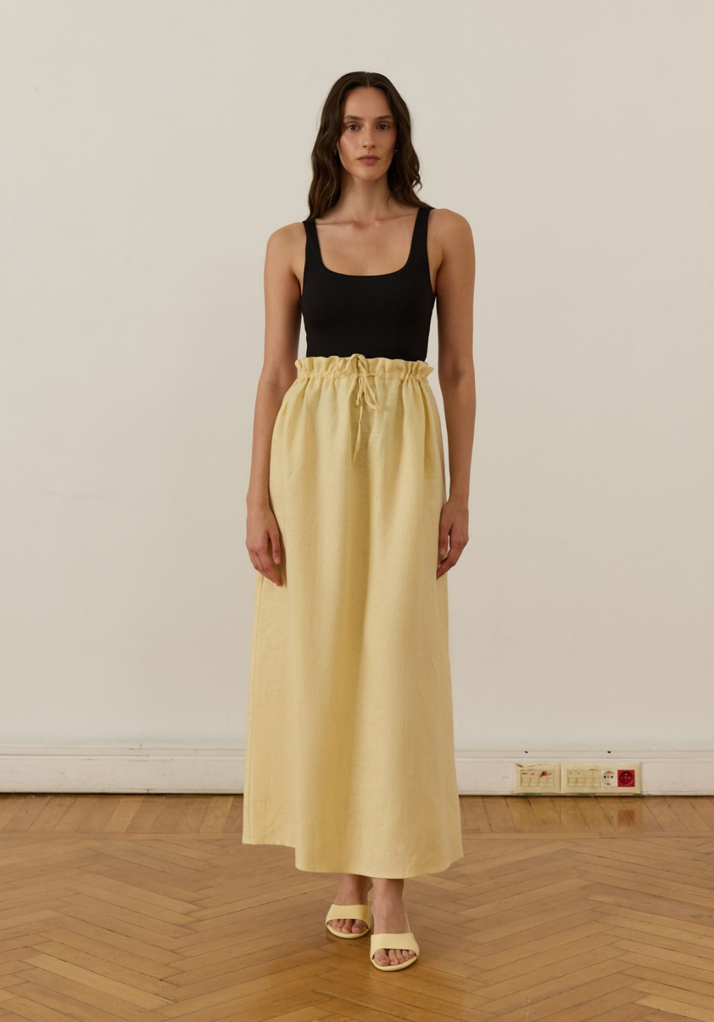 Nil Linen Maxi Skirt Yellow