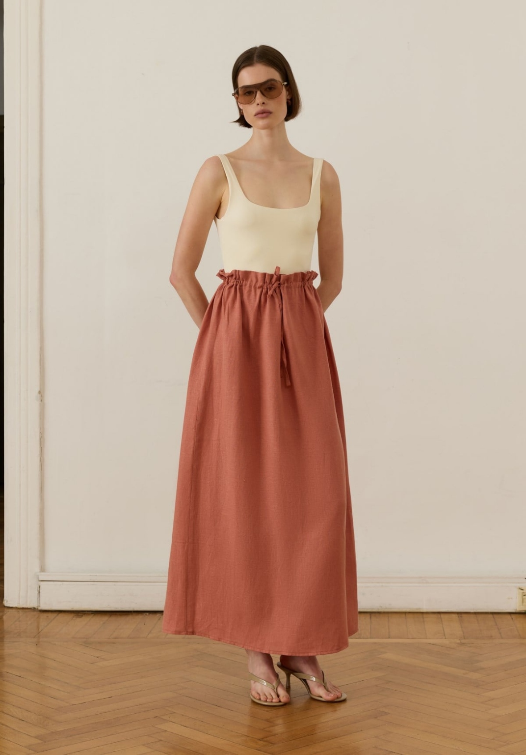 Nil Linen Maxi Skirt Terracotta