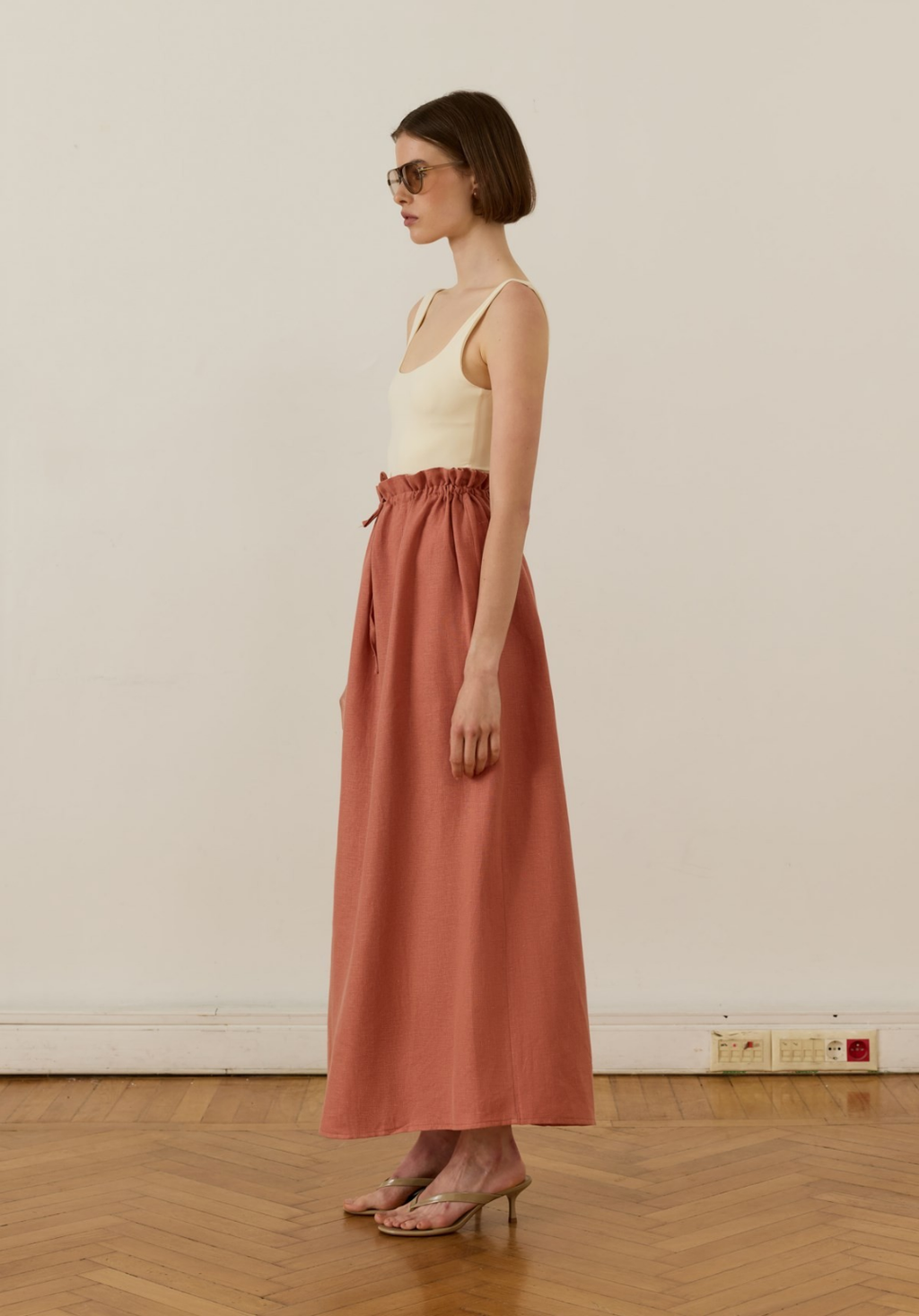 Nil Linen Maxi Skirt Terracotta