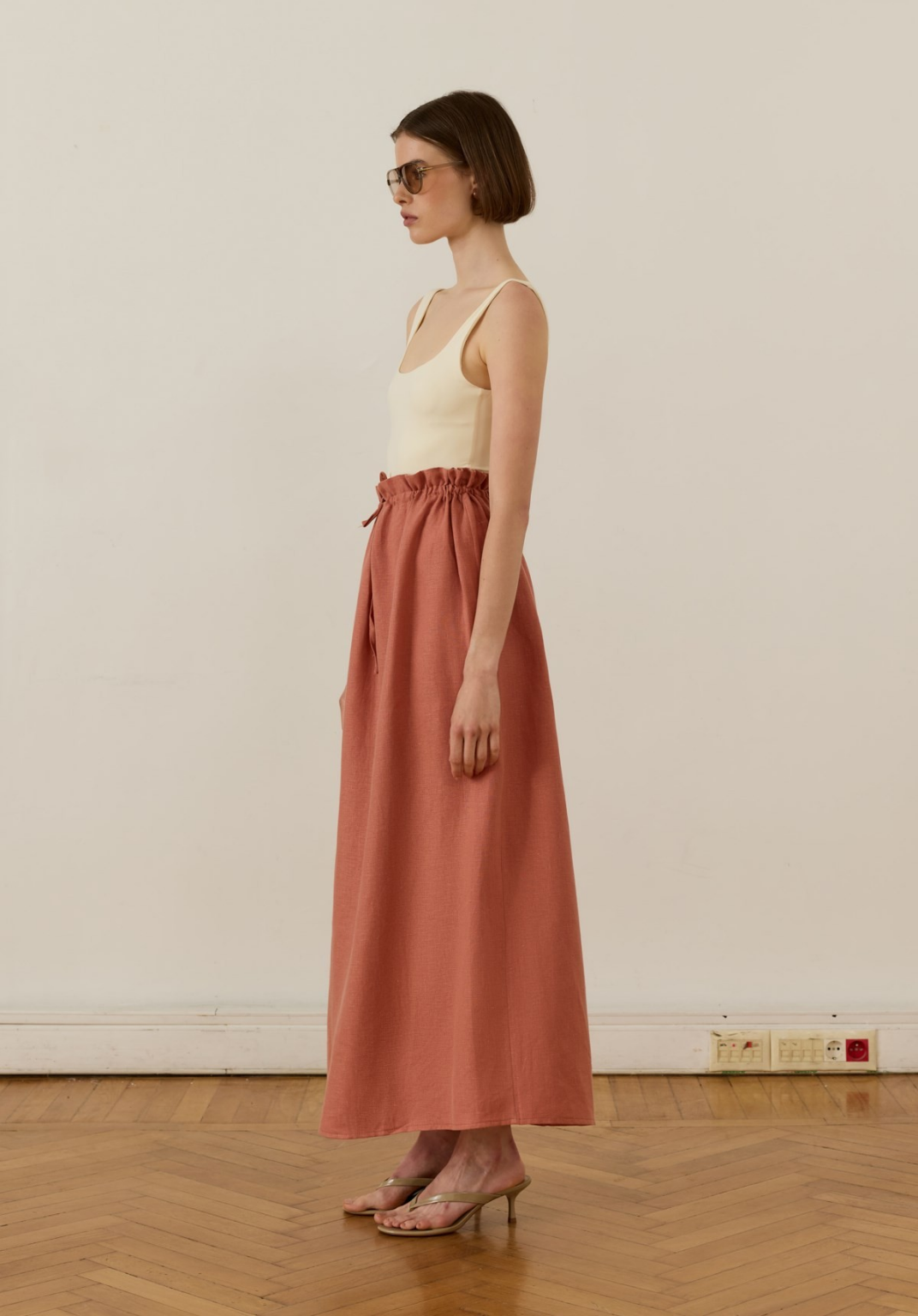 Nil Linen Maxi Skirt Terracotta
