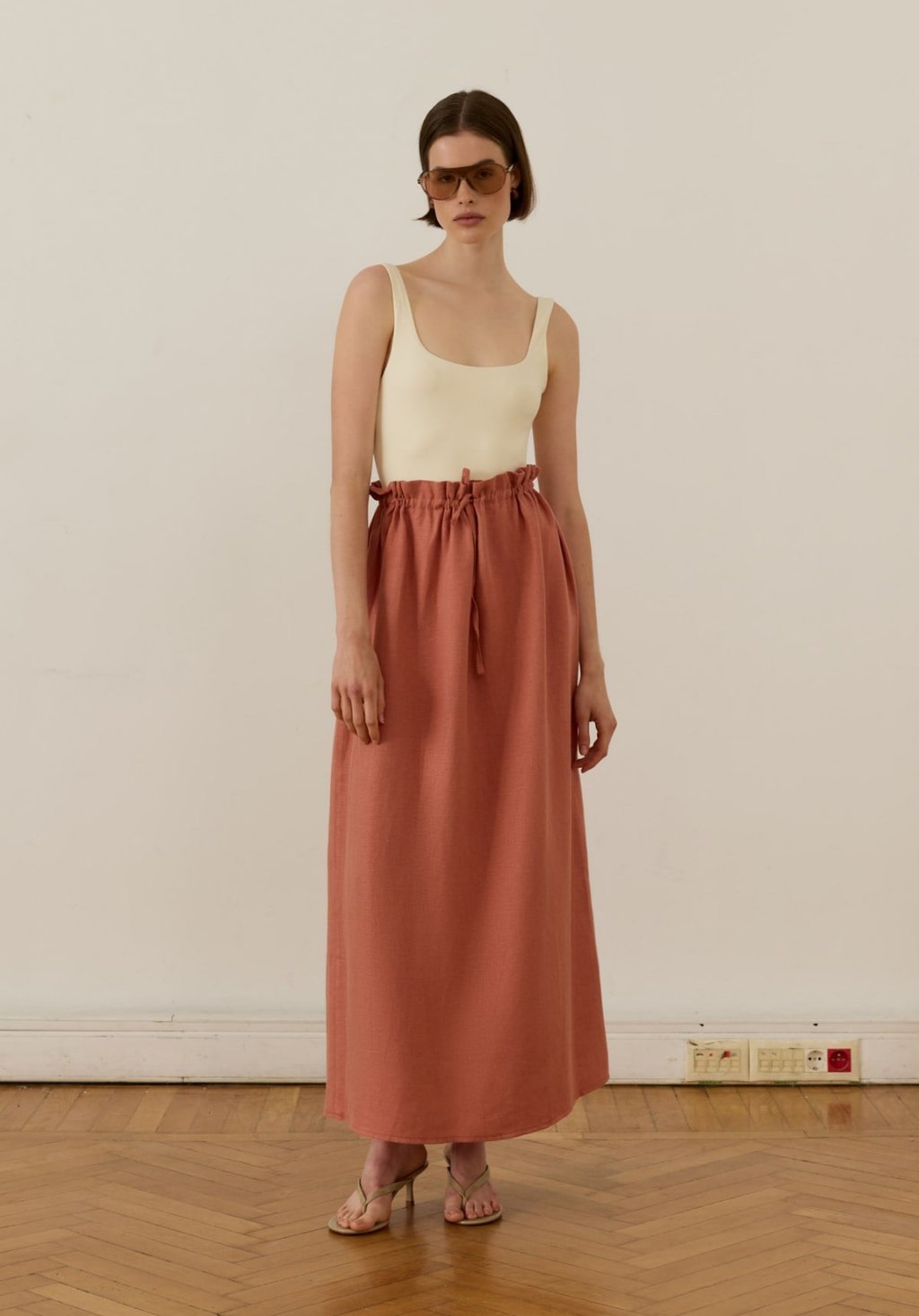 Nil Linen Maxi Skirt Terracotta