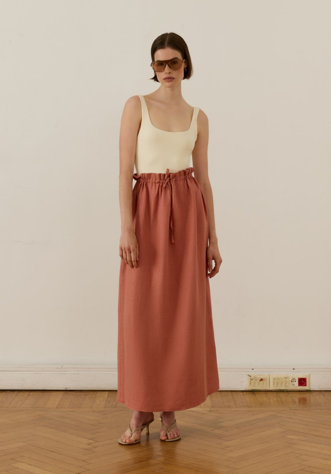 Nil Linen Maxi Skirt Terracotta