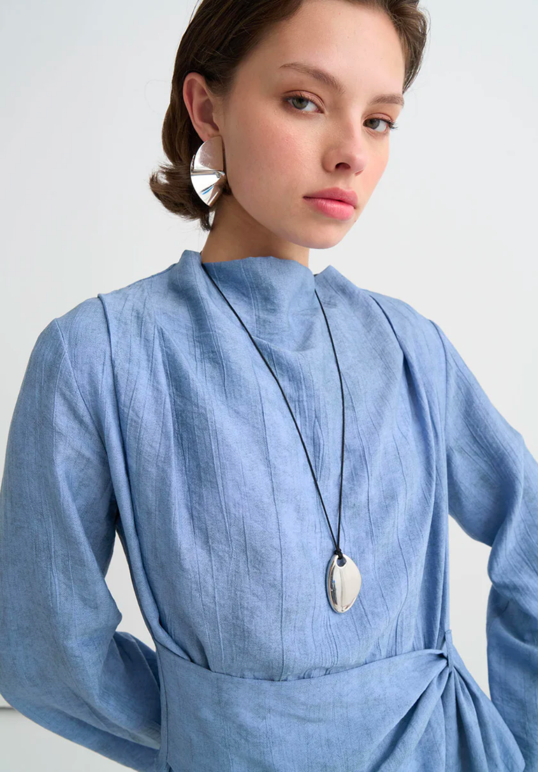 Ece Crush Effect Blouse Blue
