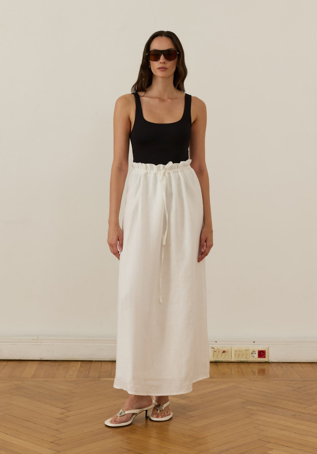 Nil Linen Maxi Skirt White