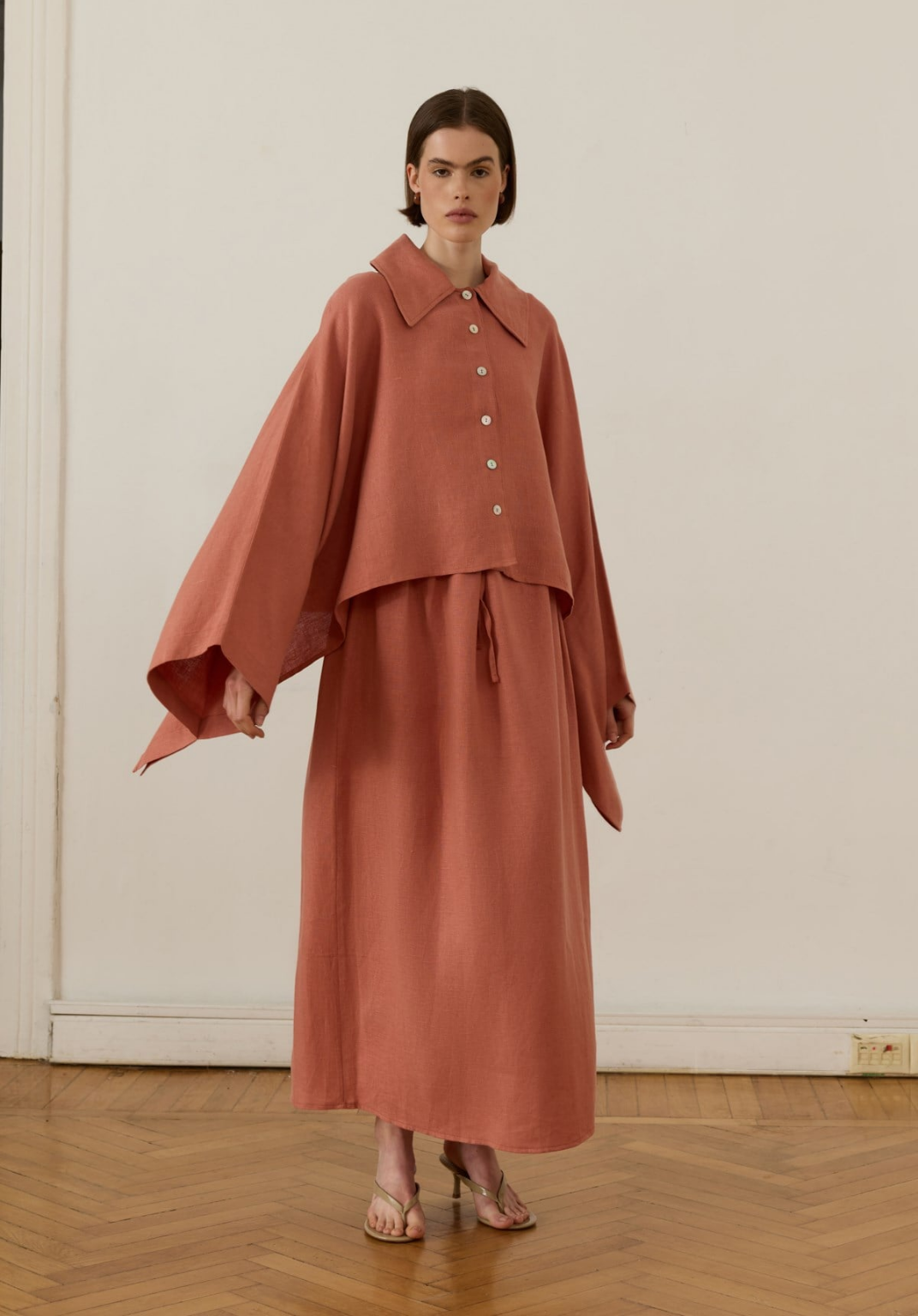 Retaj Linen Shirt Terracotta