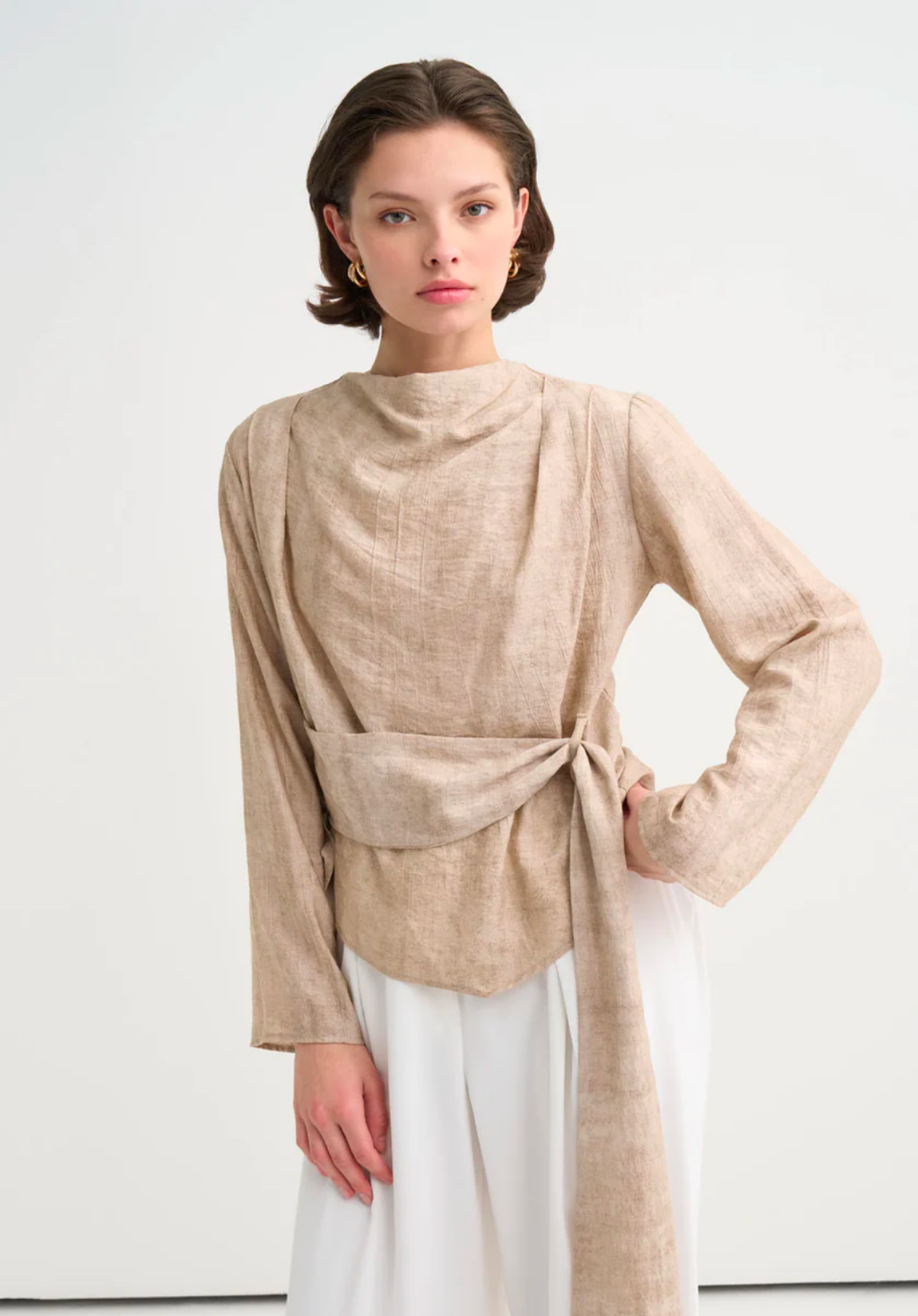 Ece Crush Effect Blouse Beige
