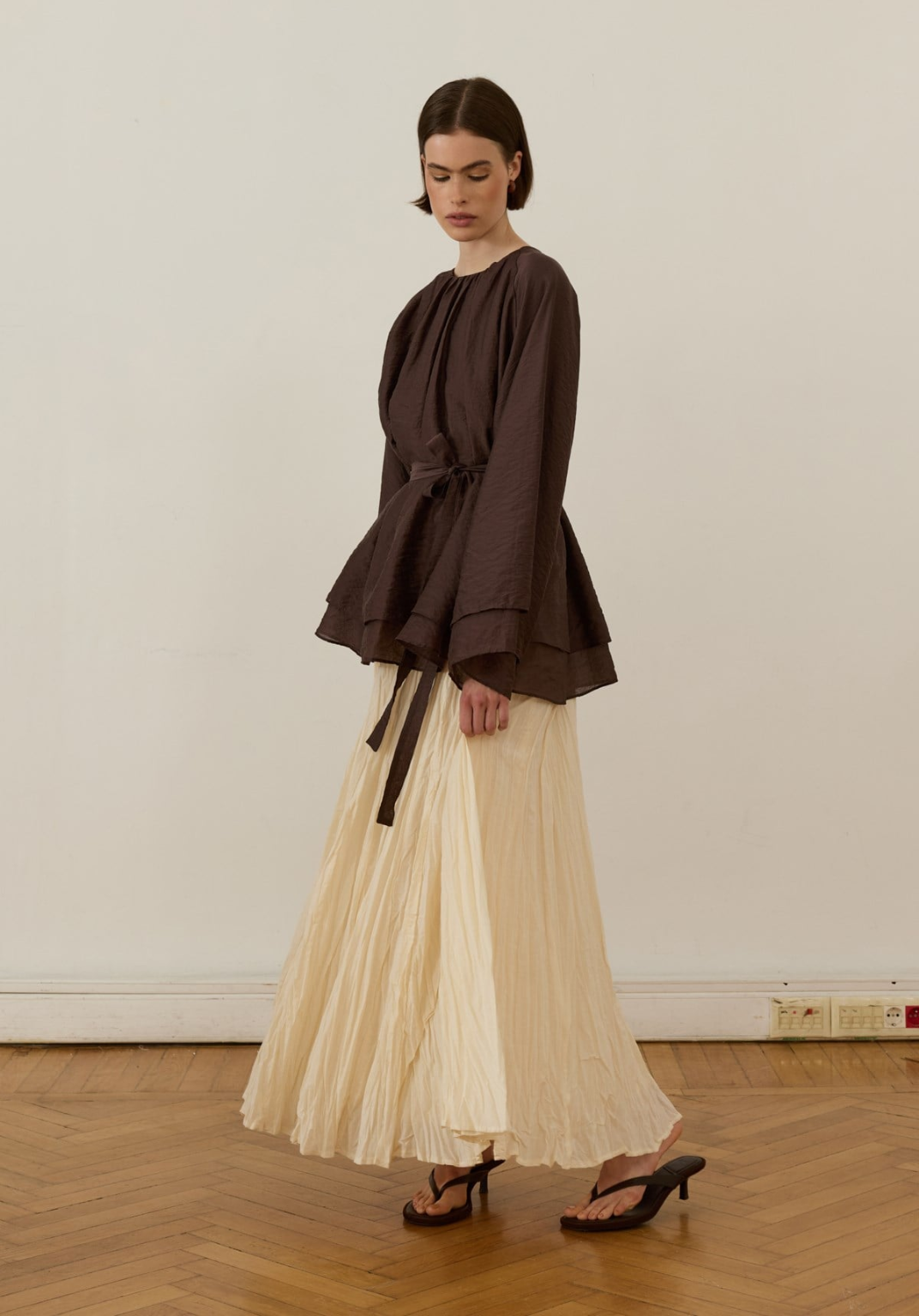 Monroe Draped Blouse Brown