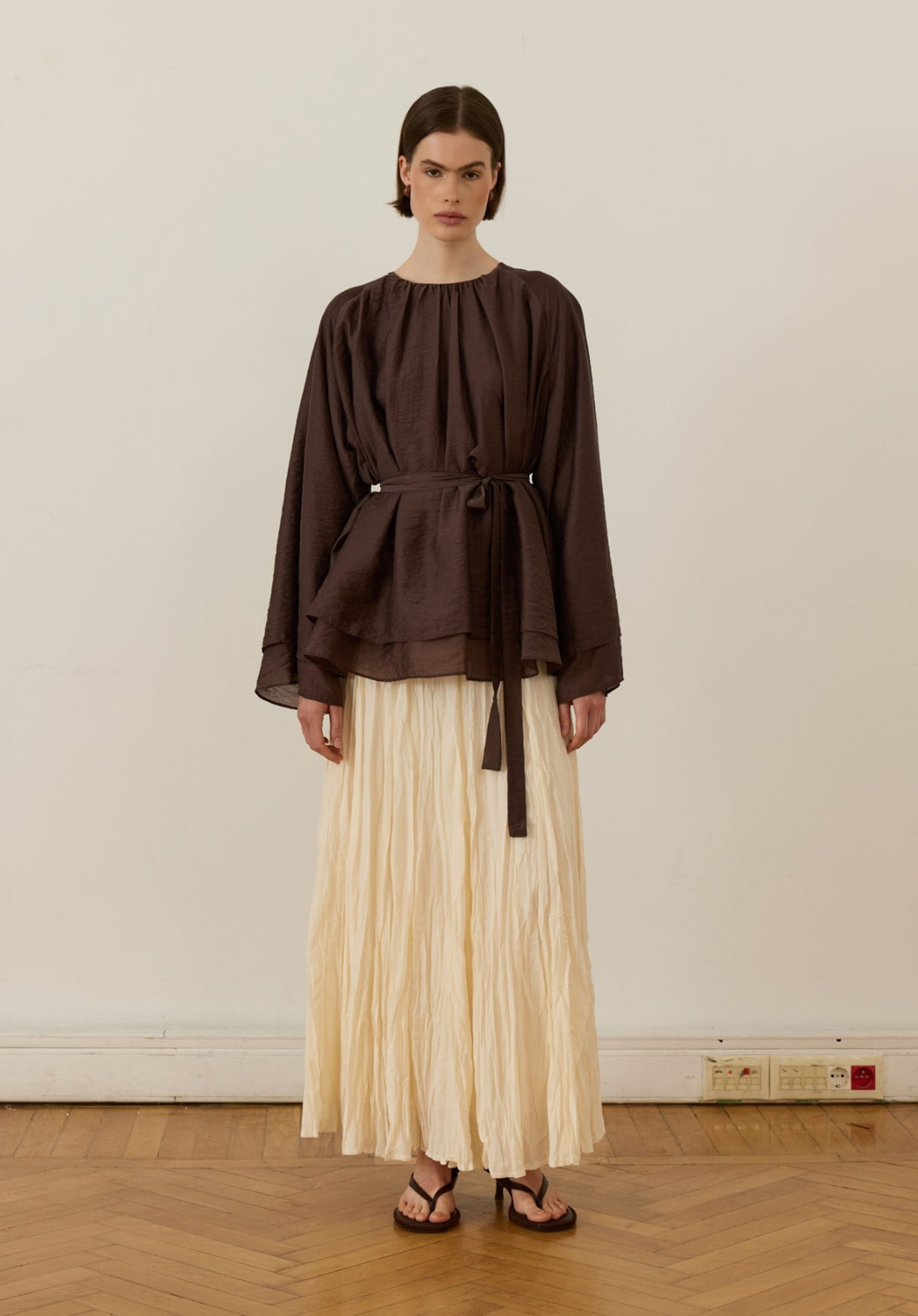 Monroe Draped Blouse Brown