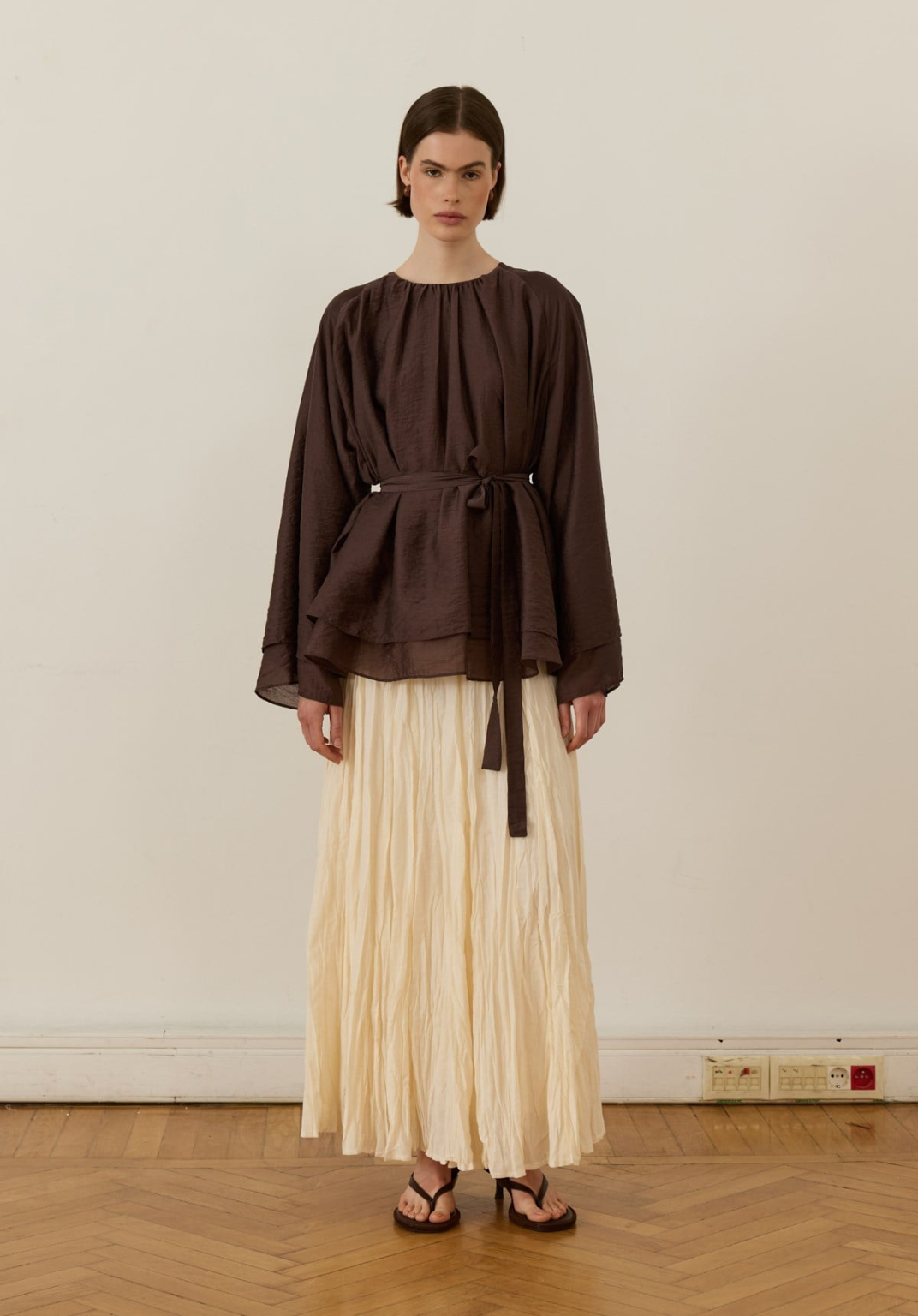 Monroe Draped Blouse Brown