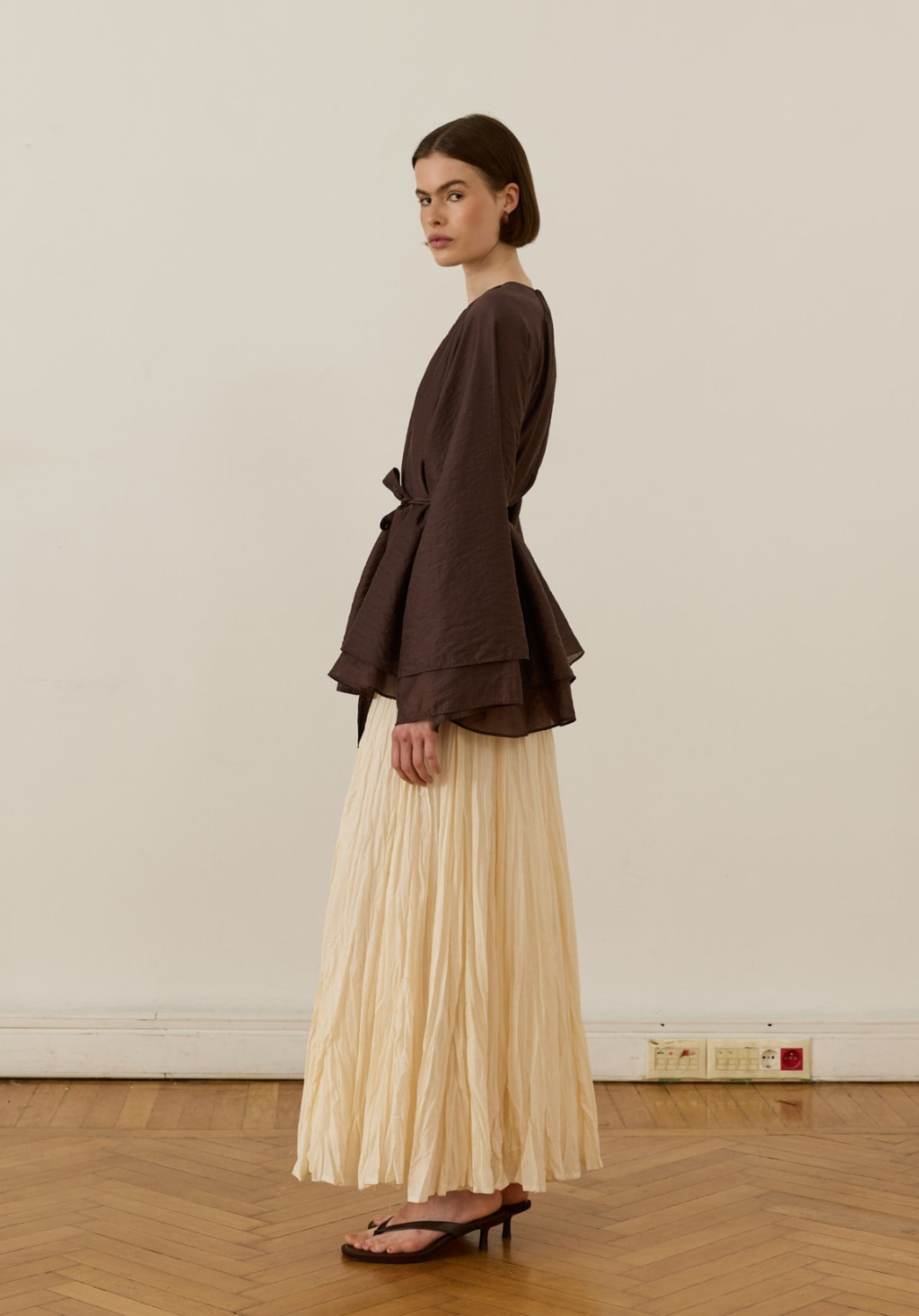 Monroe Draped Blouse Brown