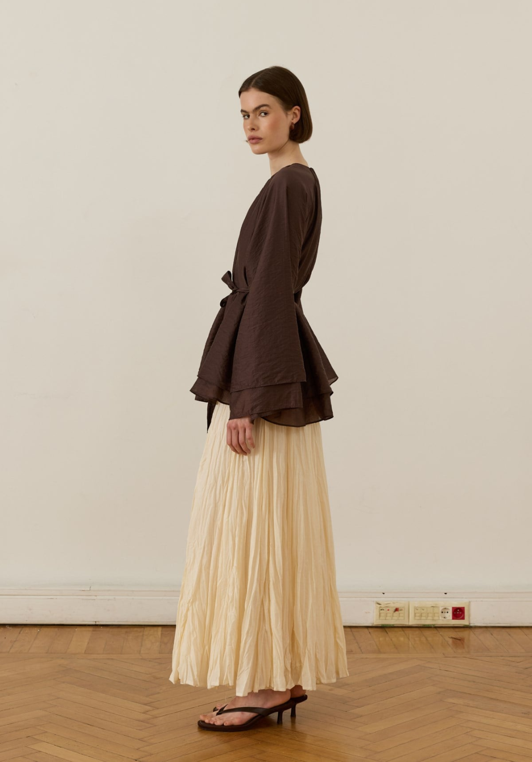 Monroe Draped Blouse Brown