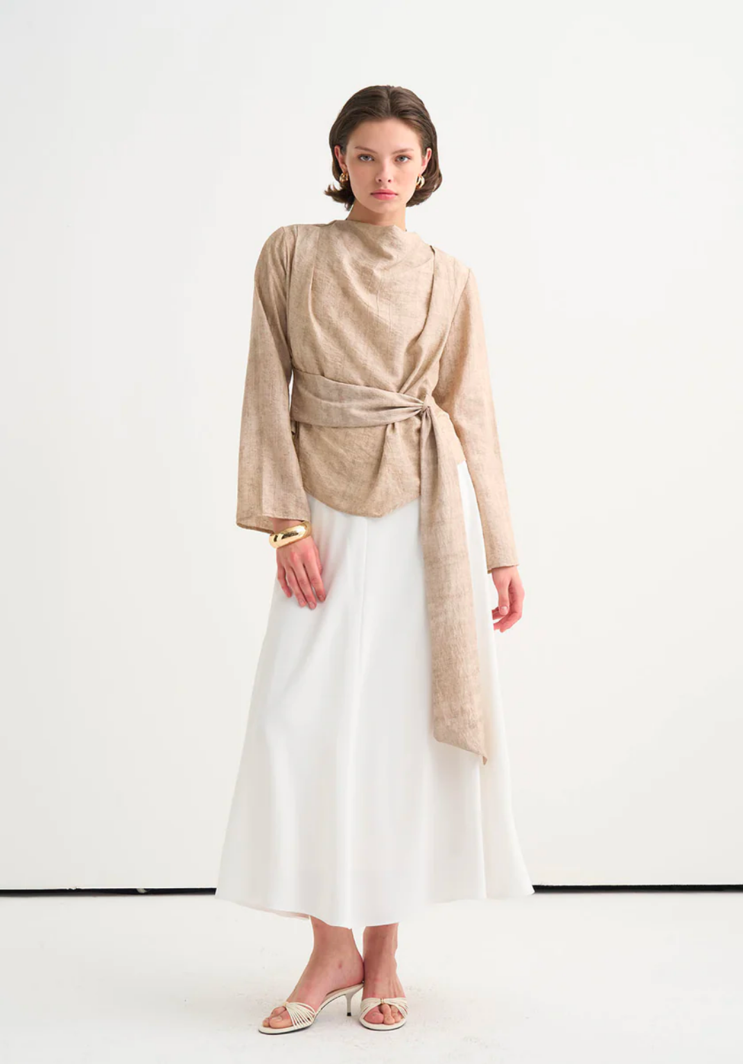 Ece Crush Effect Blouse Beige