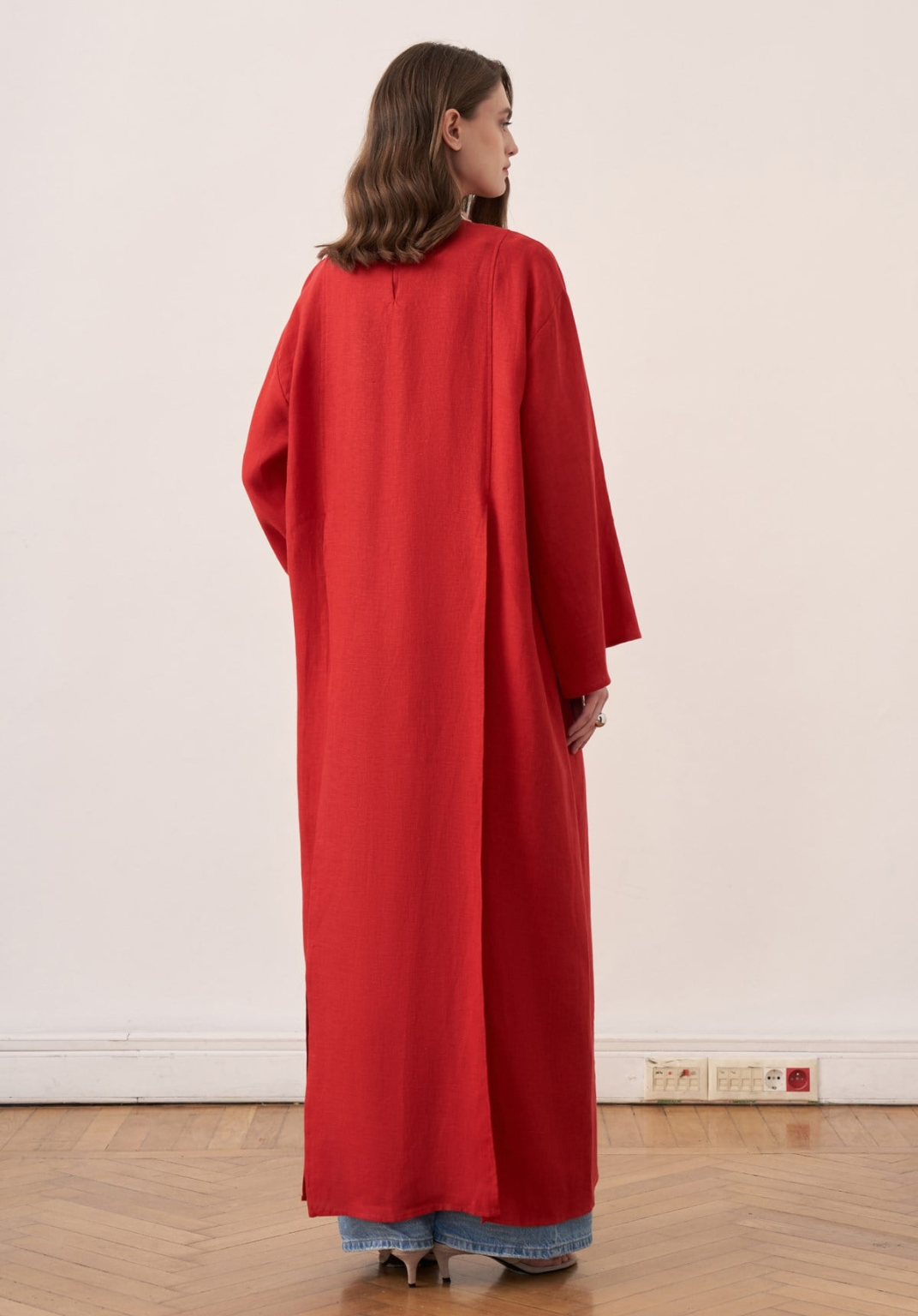 Sorayah Linen Blouse with Slit Detail - Red