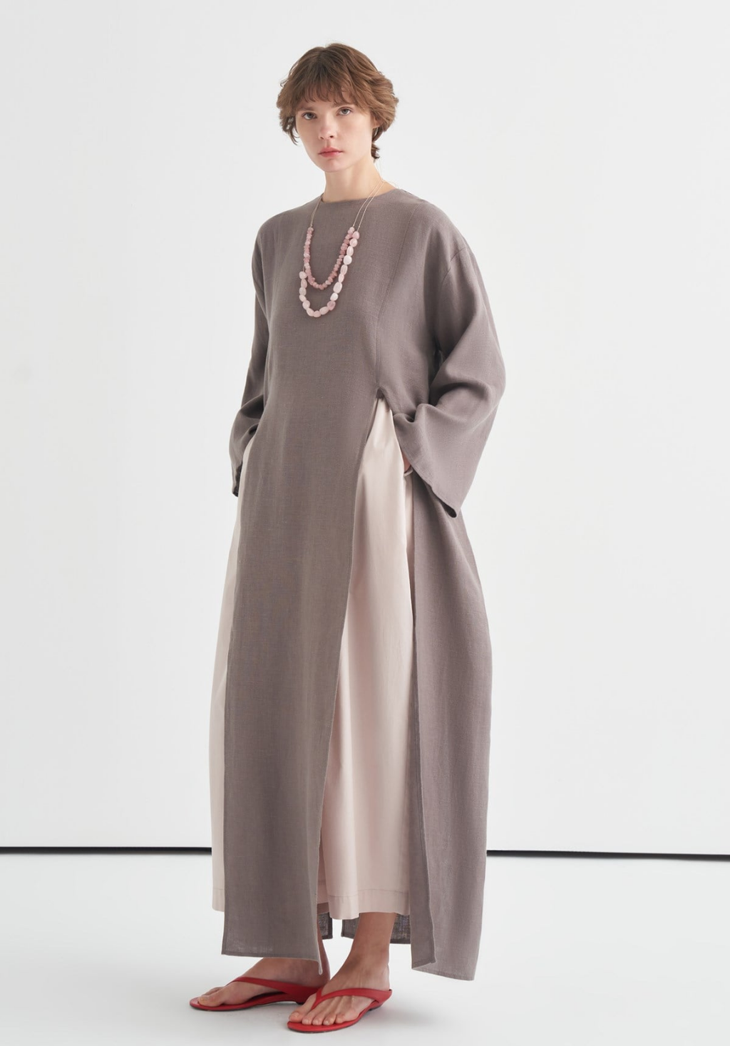 Sorayah Linen Blouse with Slit Detail - Anthracite