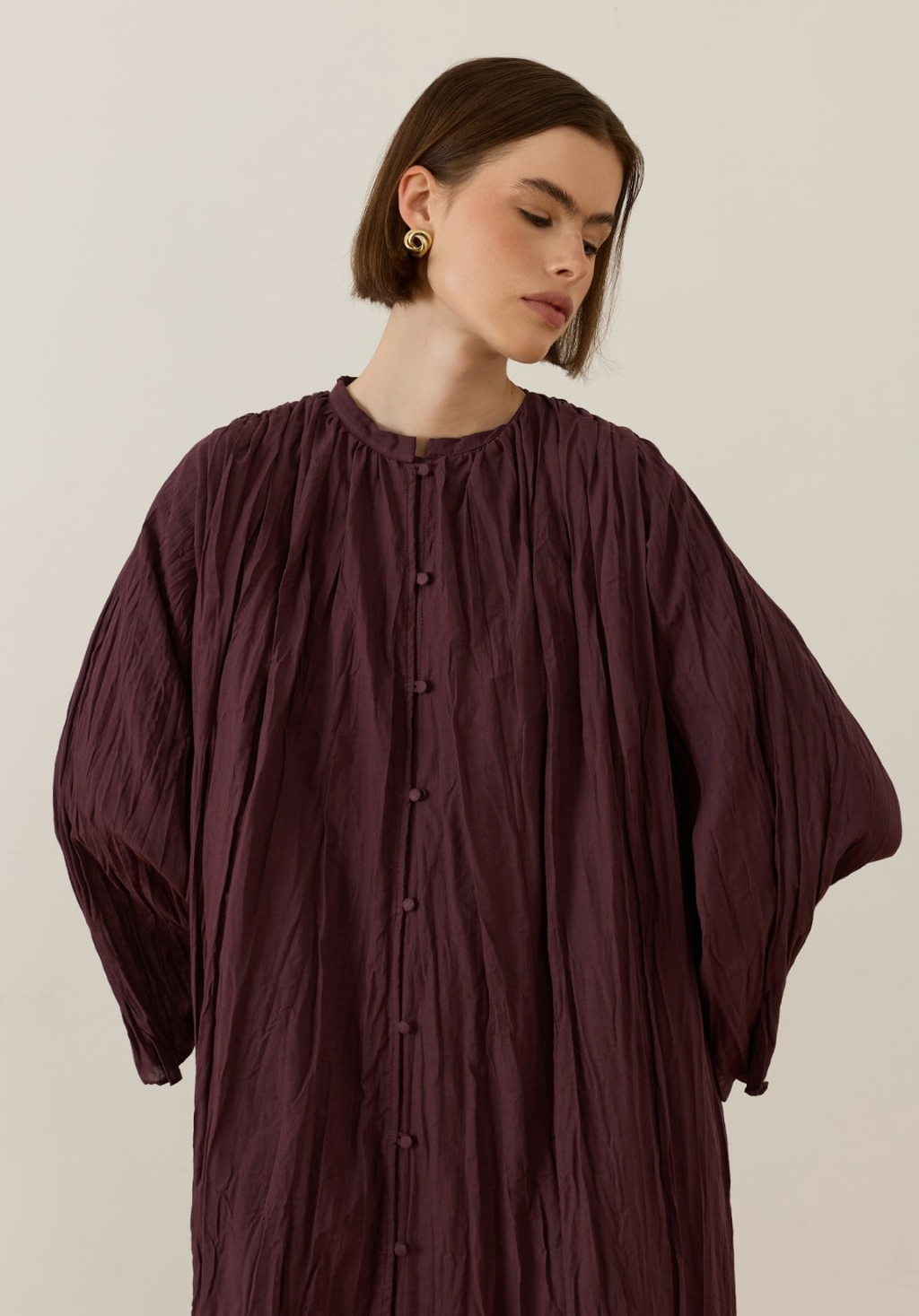 Nima Crush Voile Dress Plum