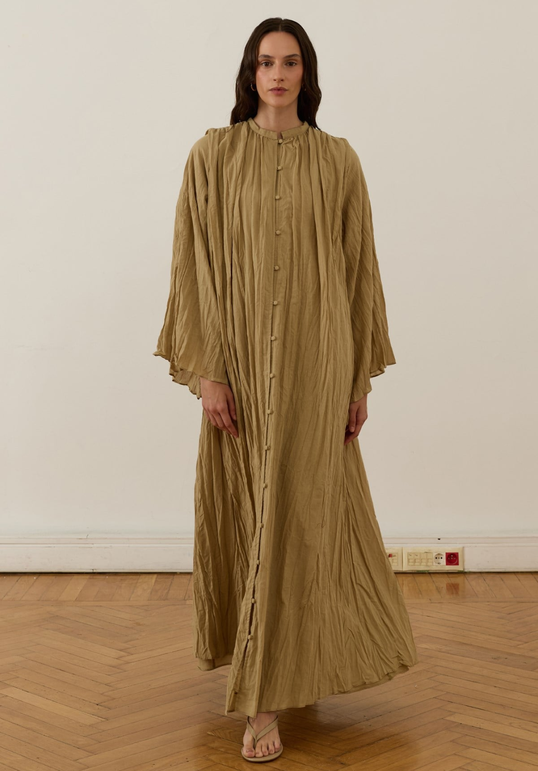 Nima Crush Voile Dress Green