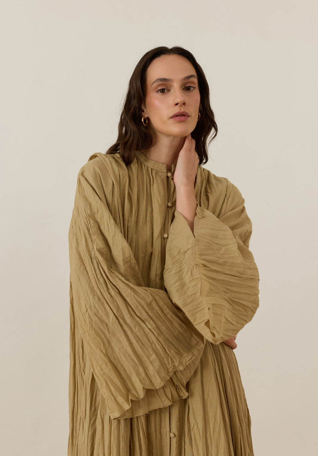 Nima Crush Voile Dress Green